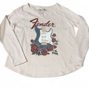 NWOT Lucky Brand Fender Roses Peach Blush Long Sleeve Thermal Shirt Size S